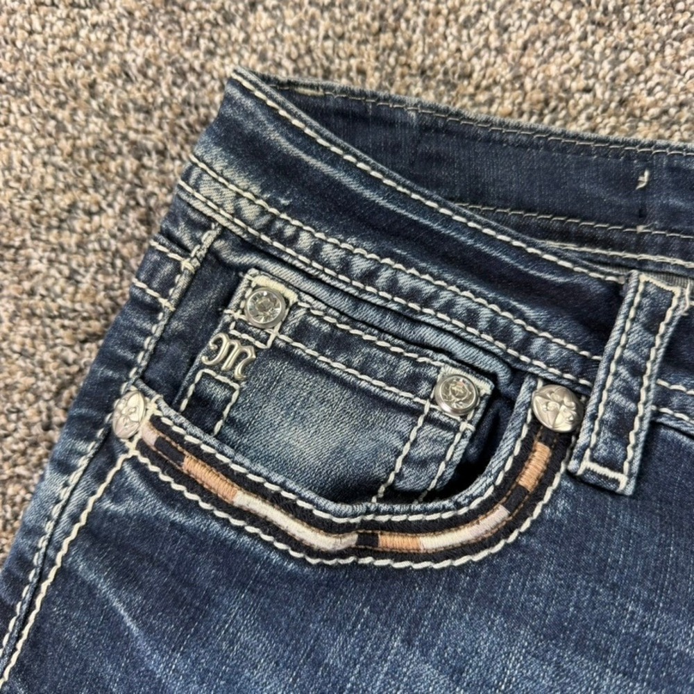 Miss Me Skinny Jeans Womens 31 Angel Wing Embroidered Back Pocket Dark Wash - Picture 4 of 15
